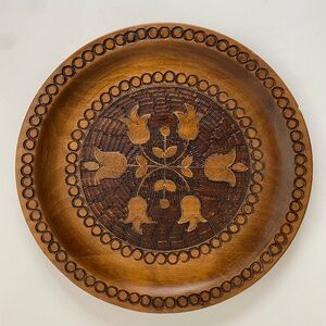 Vintage Milenium Wood Polish Plate Brass Wire Inlay